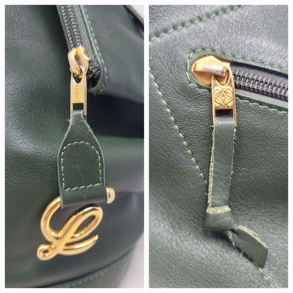 Loewe Dark Green Backpack with Gold Details - Picture 5 of 13